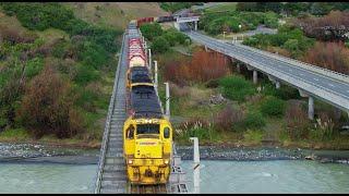 KiwiRail Freight Train 736 on the Kaikoura Coast