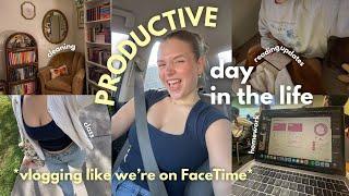 spend a productive day with me️ | grwm, class, cleaning, reading updates, making coffee, & more