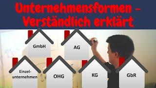 Unternehmensformen einfach erklärt - Rechtsformen Einzelunternehmen, OHG, KG, GbR, GmbH, AG