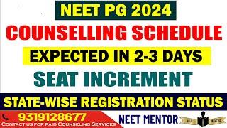 NEET PG 2024 ll Counseling Schedule is expected in 2-3 Days ll Seat Increment ll State wise updates