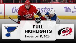 NHL Highlights | Blues vs. Hurricanes - November 17, 2024