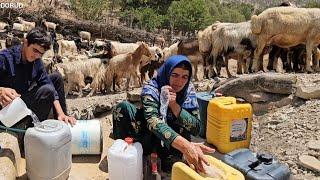 Akrame Continues Plastering with Her Kids | A Visit to the Spring for Water