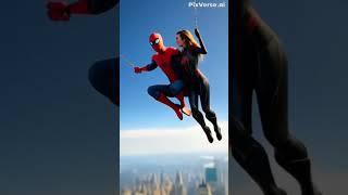 Spiderman and his wife fly in sky #spiderman #marvel