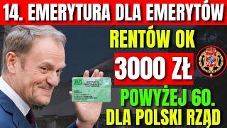 14. EMERYTURA DLA EMERYTÓW I NIEPEŁNOSPRAWNYCH OK. 3000 ZŁ POWYŻEJ 60. ROKU ŻYCIA | RZĄD POLSKI