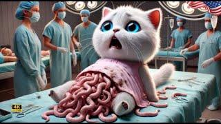 Kitten has many parasites  in its stomach  #cat #ai #catlover #catvideos #cutecat #aicat