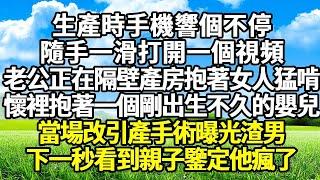 生產時手機響個不停  隨手一畫打開一個視頻  老公正在隔壁產房抱著女人猛啃  懷裡抱著一個剛出生不久的嬰兒  當場改引產手術曝光渣男  下一秒看到親子鑒定他瘋了#爽文#完結#復仇#情感