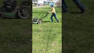 Loud Lawnmower running on Starter Fluid - Video 4 (April 2022)