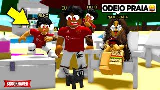 LEVEI MINHA NAMORADA e MEUS FILHOS PARA a PRAIA e ISSO ACONTECEU... BROOKHAVEN RP Roblox