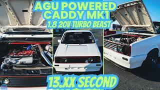 AGU 1.8 20V TURBO MK1 VW CADDY - STOCK ENGINE AND BODY & EPIC EXHAUST FLAMES!