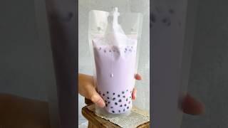 Making a Taro Milk Tea Boba Drink