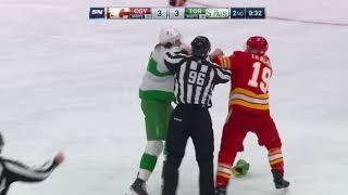 Justin Holl VS Matthew Tkachuk Fight Calgary Flames at Toronto Maple Leafs