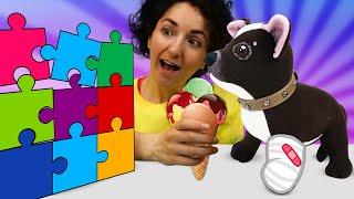 Puzzle e gelato per il cane Cioccolata! Giochi con Play Doh e il kit medico per bambini