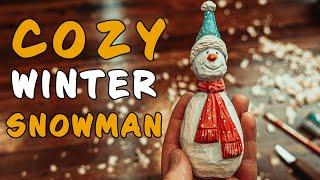 Easy Snowman Wood Carving || Stocking Cap Snowman