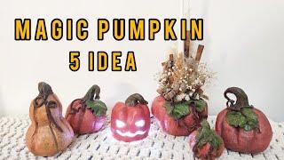 DIY | 5 Ideas Halloween pumpkin پنج ایده جذاب برای ساخت کدوتنبل با خمیر پاپیه ماشه