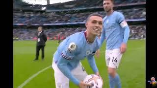 Gündogan throws the ball at Foden after double Hattrick at Manchester Derby