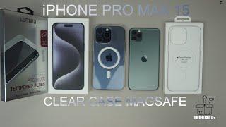 Iphone Pro Max 15 Titanium Blue and Clear Case Magsafe Unboxing ASMR