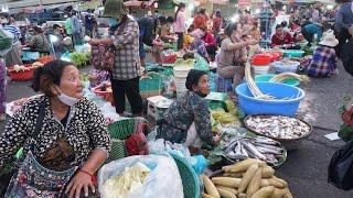 Early Morning Vegetables Street Market @Chhbar Ampov - Early Morning Street Market Scene