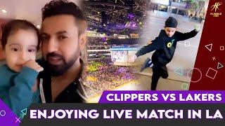 Enjoying LIVE match in LA | Clippers vs Lakers | Gippy Grewal | Shinda Grewal | Humble Kids