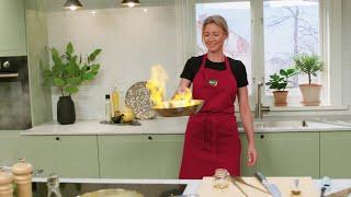 Gräddig pasta med tryffel och flamberad biff - Köket