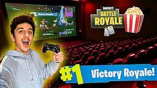 I Won a Game of FORTNITE in a MOVIE THEATER!! (Craziest Experience EVER)