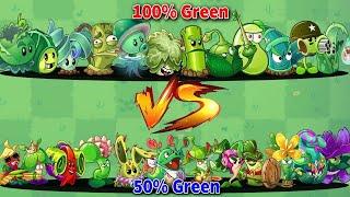 Tournament All GREEN & 50% GREEN Plants - Who Will Win? - PVZ2 Team Plant (Official & China Version)