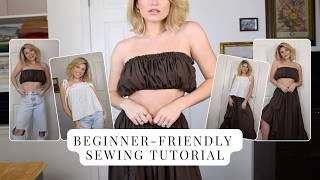 Beginner Friendly *Sewing Tutorial* Tops & Gathered Skirt (self drafting) Summer Capsule Wardrobe