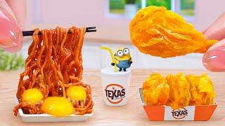 Best Of Spicy Food  How To Make Minions Miniature Noodle & Texas Fried Chicken  Tina Mini Cooking