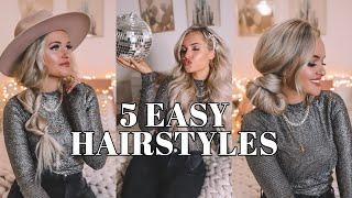 5 EASY HAIRSTYLES | perfect for holidays + parties!