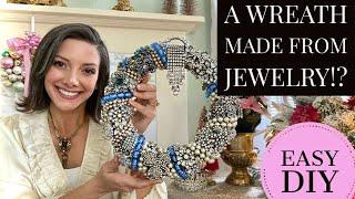 Thrift Store Vintage Jewelry Holiday Wreath DIY
