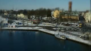 Snow doesnt stop the buzzing in Kalmar, Sweden Central Station