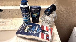 Barbasol Ultra 6 Plus Premium System Razor, Pacific Rush Cream & Aftershave. Wolf Whiskers Brush