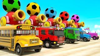 Wheels On the Bus - Yellow School Bus - Colorful Balls for coloring-Baby Nursery Rhymes & Kids Songs