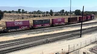 UP 8952 Leads Westbound Stack Train Passes Through West Colton Yard