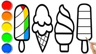 Rainbow Ice cream Drawing for Little Artists / drawing and painting ideas