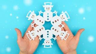 How to make paper snowflake easy | Christmas decorations paper snowman