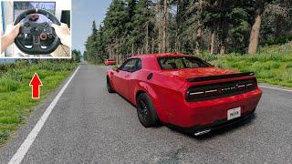 beamng drive - cruising with dodge challenger srt demon 900* in east coast | logitech g29 gameplay