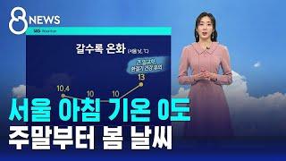 [날씨] 서울 아침 기온 0도…주말부터 봄 날씨 / SBS 8뉴스