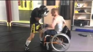 Wheelchair boxing sparing with gee denne