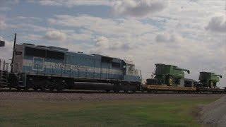 Oakway SD60 and John Deere Combines On BNSF's "The Peavine"