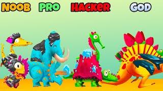 Dino bash - NOOB vs  PRO vs HACKER vs GOD unclock all dinosaurs