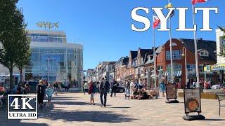 Shopping street on the island of Sylt in Germany (Friedrichstraße Westerland)  4K virtual walking