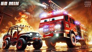 Epic Fire Truck Rescues in Hero Cars City - 60 Min Compilation of Action-Packed Episodes!