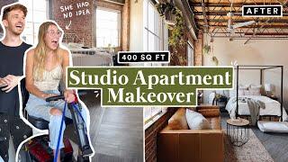 THE REVEAL! 400 SQ FT SMALL LOFT APARTMENT MAKEOVER (From Start to Finish) Part 2