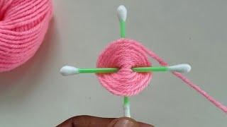 5 Superb Woolen Yarn Flower making ideas with Cotton Buds | Easy Sewing Hack