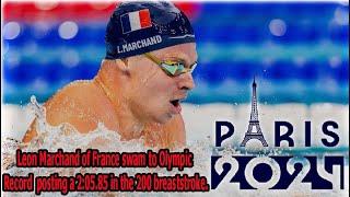 Leon Marchand win 200m breaststroke at Paris 2024.