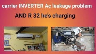 carrier Inverter ac ges leakage problem solving #Ac me R32 ges charging #split Ac colling coil Chang