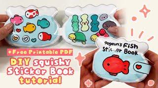 POGEUN'S CUTE FISH STICKER BOOK DIY TUTORIAL | ASMR | +Free template