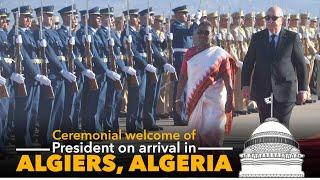 Ceremonial welcome of President Droupadi Murmu on arrival in Algiers, Algeria