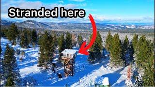 Stranded in a Lookout Tower by a Surprise Snowstorm.  Mountain top rescue