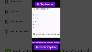 1 September Daily Cipher—Code for 1 m Coins | hamster kombat daily cipher 1 September daily cipher